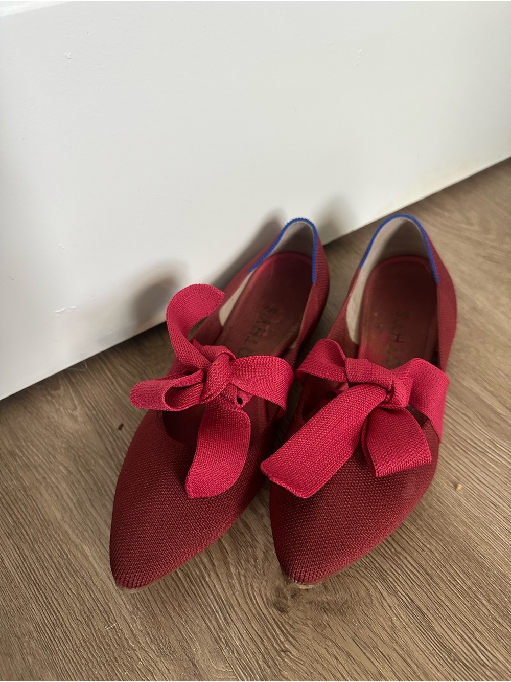 Rothy’s Mary Jane Red Pointed Bow Flats